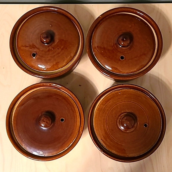 Pearson's of Chesterfield pottery vintage 4 lidded ramekins - Picture 1 of 13